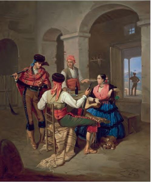 Escena en una venta, Manuel Cabral Aguado Bejarano, 1855, óleo sobre tela, Coleção Carmen Thyssen-Bornemisza, Madri.